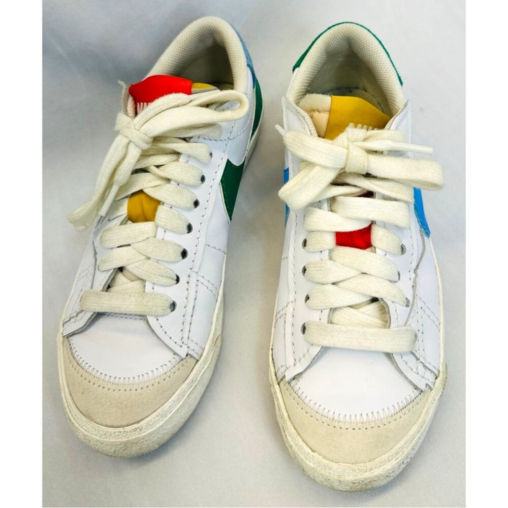 Nike Blazer Low ‘77 Jumbo “Mismatch” Leather Sneakers Size 8 (Style DQ1470-100) - Picture 4 of 7